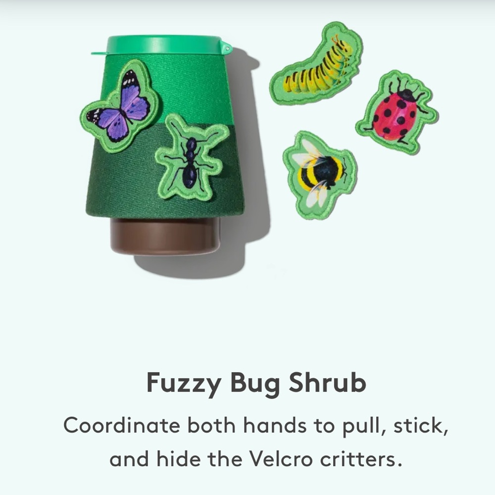 Lovevery Fuzzy Bug Shrub with Velcro Critters